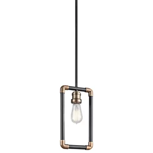 Elstead Lighting Industrialna LAMPA wisząca IMAHN KL/IMAHN/MP  KICHLER metalowa OPRAWA zwis mosiądz naturalny czarny - Lampy sufitowe - miniaturka - grafika 1