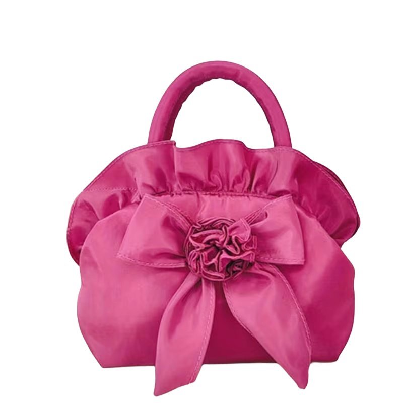 Mini Torebka z Kokardą na Imprezę Wesele Bal Ciemno Różowa