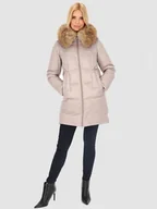 Kurtki damskie - Pikowana puchowa kurtka damska długości do połowy uda Szary 3XL - miniaturka - grafika 1