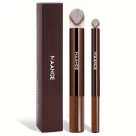 Pędzle do makijażu - TEMU Zestaw pędzli do makijażu z aluminiowymi rurkami MAANGE 2 szt. w papierowej skrzynce, wysokiej jakości narzędzia kosmetyczne, w tym pędzel do - miniaturka - grafika 1