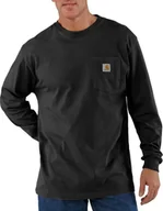 Koszulki męskie - Carhartt Koszulka Carhartt Heavyweight pocket L/S Black - miniaturka - grafika 1