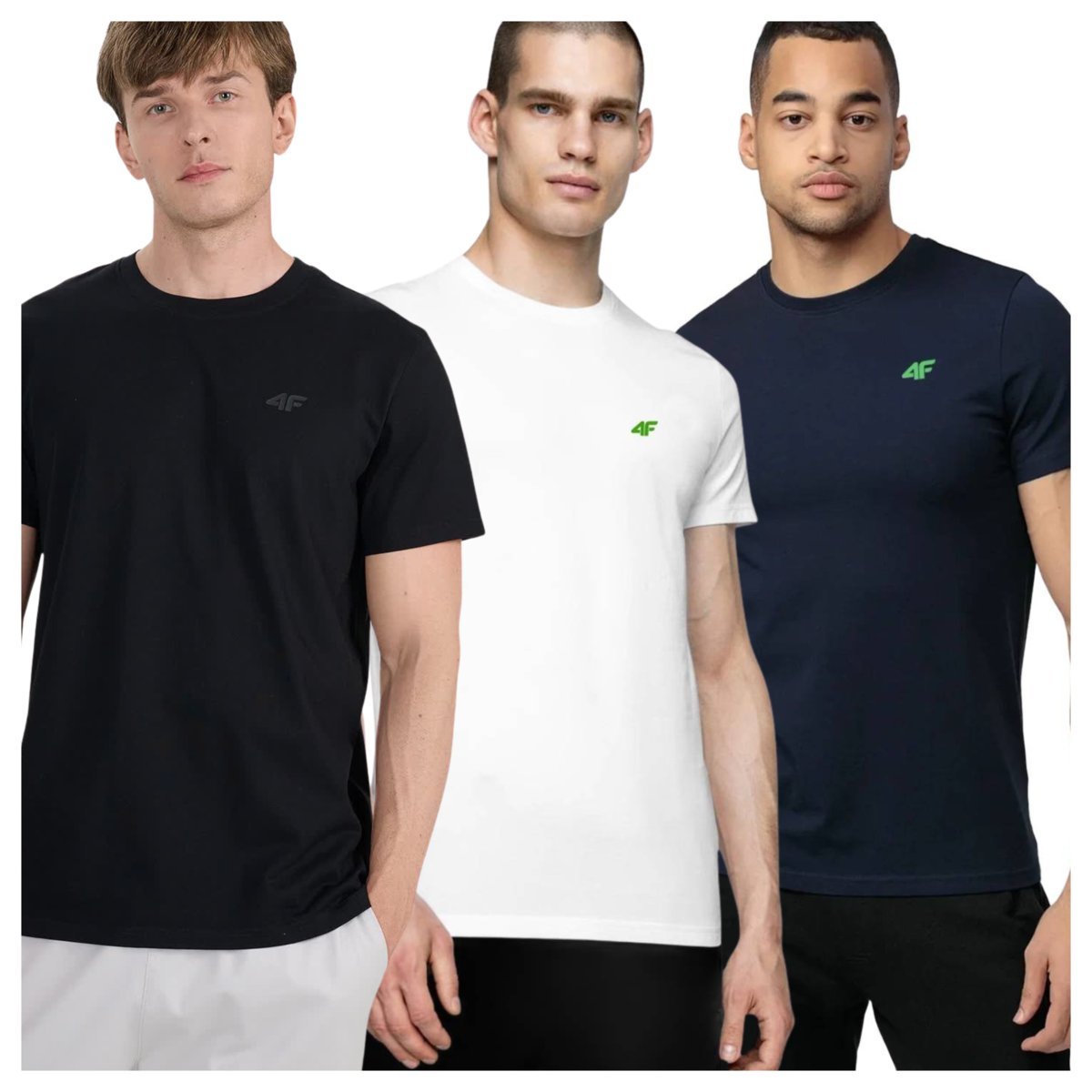 T-shirt męski (ZESTAW KOSZULEK 3 SZT.) 4F 4FWSS25TTSHM3965-94S Wielkokolorowy Roz. S