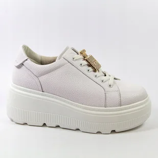 Białe sneakersy półbuty damskie CAMBELL 25-00603 skóra platforma r.39 - Półbuty damskie - miniaturka - grafika 1