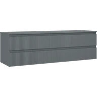 Szafki łazienkowe - Mexen Rivel szafka łazienkowa podumywalkowa 160 cm z blatem, 2 szuflady, ryflowana , grafit mat - 91A20-16047-2-BFFC66 - miniaturka - grafika 1