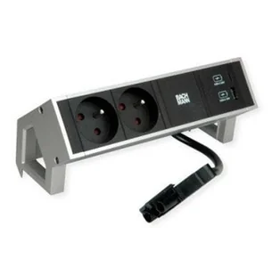 BACHMANN DESK2 2xUTE 1xUSB A/C 22W 0.2m GST18 INOX - Gniazdka elektryczne - miniaturka - grafika 1