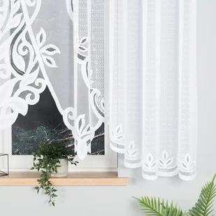 Pola firanka żakardowa gotowa, szerokość 400 x wysokość 160cm, kolor 001 biały - Firany - miniaturka - grafika 1
