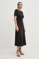 Sukienki - Tommy Hilfiger sukienka bawełniana kolor czarny midi rozkloszowana WW0WW42917 - miniaturka - grafika 1