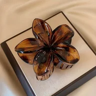 Ozdoby do włosów - TEMU Duża Spinka do Włosów w Stylu Boho z Wzorem Lamparta i Kwiatów - Elegancka Retro Spinka dla Kobiet, Wytrzymały Plastik z Gradientowym Wzorem - miniaturka - grafika 1