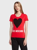 Koszulki i topy damskie - LOVE MOSCHINO T-Shirt W4H1932E 1951 Czerwony Slim Fit - miniaturka - grafika 1