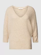 Swetry damskie - Sweter z dzianiny z dekoltem w serek model ‘Peruso’ - miniaturka - grafika 1