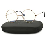 Okulary korekcyjne, oprawki, szkła - Okrągłe okulary Lenonki z filtrem światła niebieskiego do komputera zerówki R-BL-449K-16 ze skazą - miniaturka - grafika 1