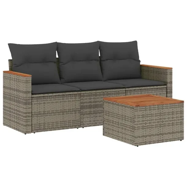 Zestaw wypoczynkowy ogrodowy rattan PE szary 55x55x69 cm