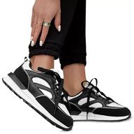 Sneakersy damskie - Buty Sportowe Damskie Sneakersy Permani Basida Czarno Białe 39 - miniaturka - grafika 1