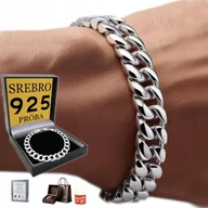 Bransolety męskie - Srebrna Bransoleta Męska Pancerka 8mm Diamentowana SREBRO 925 Pełna Prezent - miniaturka - grafika 1