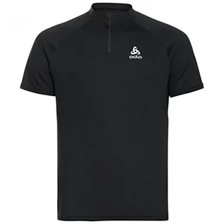Koszulki sportowe męskie - Odlo Męski T-shirt Essential Trail z zamkiem błyskawicznym 1/2, czarny, S - grafika 1