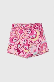 Spodnie i spodenki dla dziewczynek - Guess szorty bawełniane dziecięce kolor różowy wzorzyste - grafika 1