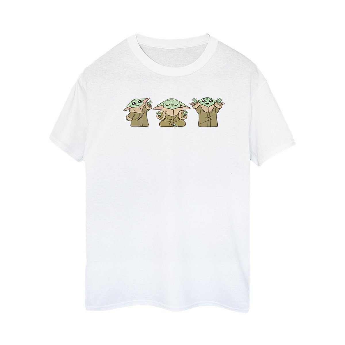 Star Wars Kobiety / Panie Mandalorianin Grogu Pozuje Bawełniana Koszulka Chłopięca (3XL / Ciepły Biały)