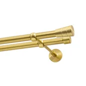Karnisze - Karnisz KOWALSKI Stożek z kółkami podwójny 320 cm Mosiądz Satyna - miniaturka - grafika 1