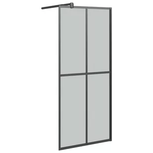 vidaXL VidaXL Ścianka prysznicowa z półką czarna, 100x195 cm ESG i aluminium - Ścianki i drzwi prysznicowe - miniaturka - grafika 4
