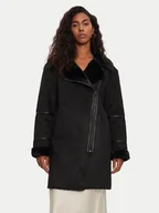 Płaszcze damskie - Morgan Kożuch 242-GLANA Czarny Regular Fit - miniaturka - grafika 1