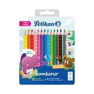 Przybory szkolne - Kredki Pelikan Combino Trójkątne Grube 12 Kolorów + 1 - miniaturka - grafika 1