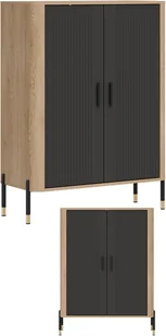 Szafka dwudrzwiowa Komoda Regał zamykany Dąb Antracyt Czarny DANTE DT11 - Komody - miniaturka - grafika 1