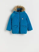 Kurtki i płaszcze dla chłopców - Reserved - Pikowana kurtka z kapturem - zielony - miniaturka - grafika 1