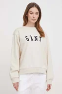 Bluzy damskie - Gant bluza bawełniana damska kolor beżowy z aplikacją - miniaturka - grafika 1