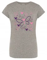 Koszulki i topy damskie - T-Shirt damski kolorowy nadruk Motyle Motylki S - miniaturka - grafika 1