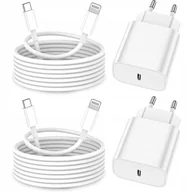 Ładowarki do telefonów - Ładowarka sieciowa Apple Lightning do iPhone Zestaw 2 Sztuki + 2 Kable 2M z Certyfikatem MFi - miniaturka - grafika 1