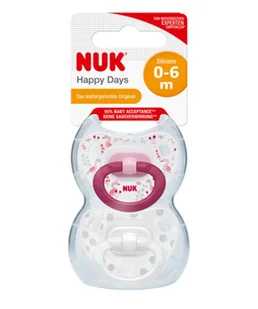 NUK 730128 Smoczek 0-6m HAPPY DAYS silikon 2szt pudełko LNC+10% - Smoczki do butelek - miniaturka - grafika 1