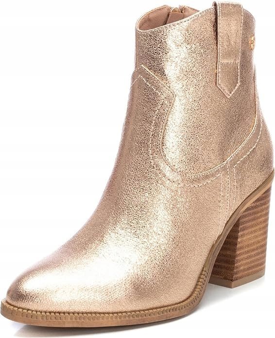 XTI DAMSKIE BOTKI ZŁOTE METALICZNE NA ZAMEK 36 ŻTE