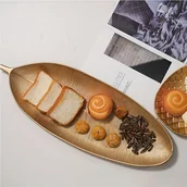 Inne - TEMU Taca do serwowania słodyczy i przekąsek w stylu nordyckim, elegancki złoty wzór liści do przechowywania na stole w salonie - miniaturka - grafika 1