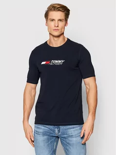 Koszulki męskie - Tommy Hilfiger T-Shirt Logo MW0MW21098 Granatowy Regular Fit - grafika 1