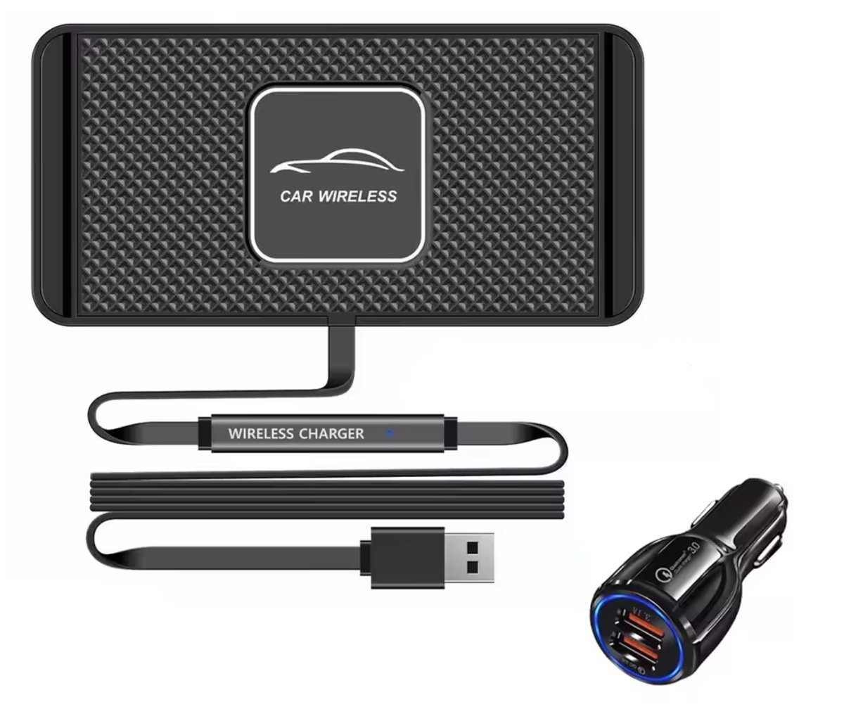 Ładowarka indukcyjna samochodowa USB z szybkim ładowaniem QC3.0 + wtyk zapalniczki