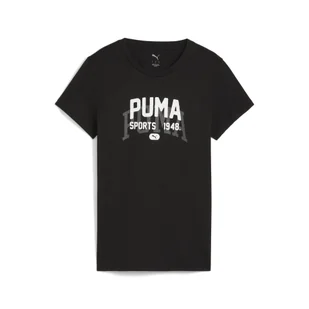 Damska koszulka z grafiką w uniwersyteckim stylu PUMA Black - Koszulki sportowe damskie - miniaturka - grafika 1