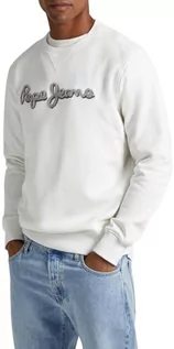 Bluzy męskie - Pepe Jeans Męska bluza Ryan Crew, Biały (nie biały), L - grafika 1
