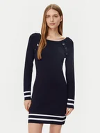 Sukienki - Morgan Sukienka dzianinowa 251-RMVALI Granatowy Slim Fit - miniaturka - grafika 1
