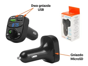 1 szt.  PS Transmiter FM LTC, DC 12/24 V, MP3, Bluetooth 5.0, 2 x USB (5V QC 3.1 A/5V 1.0 A), blue light. - Transmitery FM - miniaturka - grafika 1