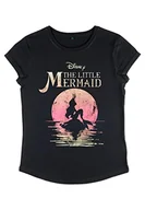 Koszulki i topy damskie - Disney Women's The Little Mermaid Moon Organic Rolled Sleeve t-shirt damski, czarny, M, czarny, M - miniaturka - grafika 1