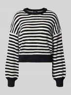 Swetry damskie - Sweter z dzianiny o kroju relaxed fit ze wzorem na całej powierzchni model ‘PIUMO’ - miniaturka - grafika 1