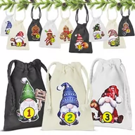 Ozdoby bożonarodzeniowe - Kalendarz adwentowy Świąteczny Woreczki Bawełniane 24 szt. - miniaturka - grafika 1