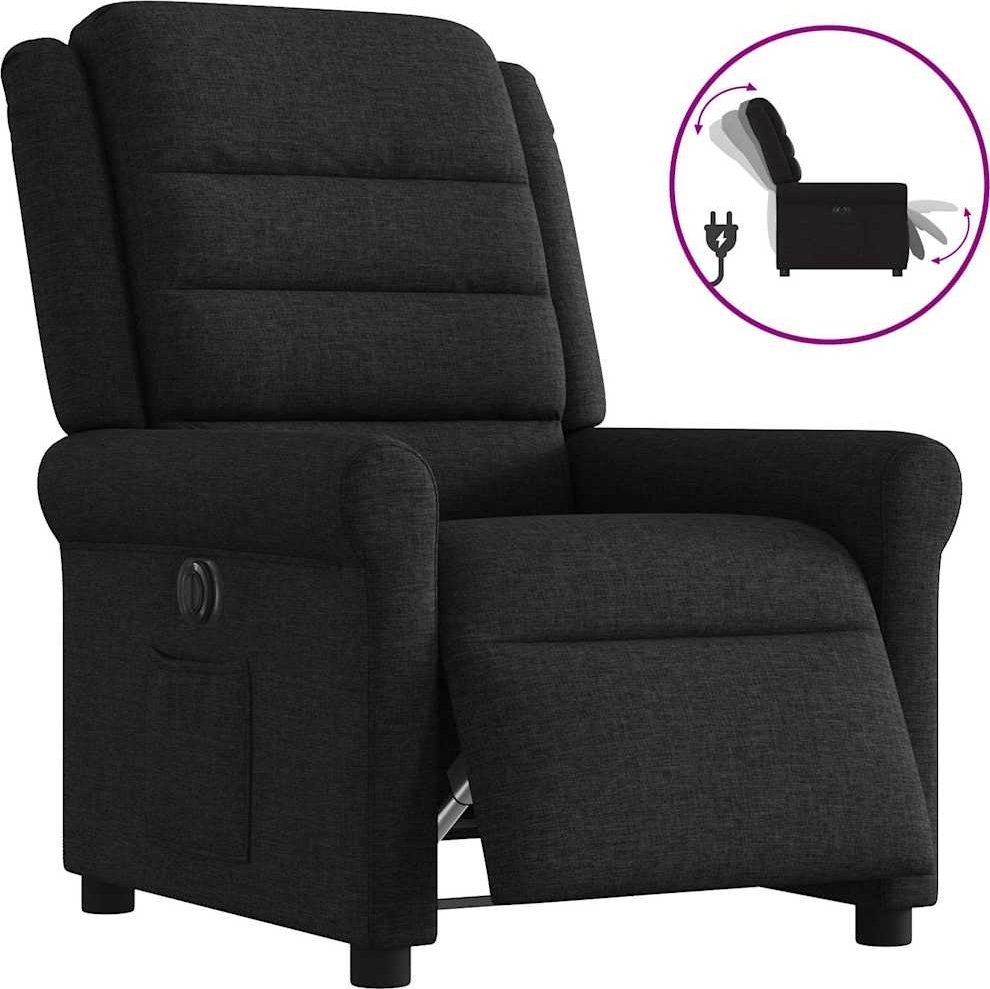 vidaXL vidaXL Elektryczny fotel rozkładany, czarny, obity tkaniną