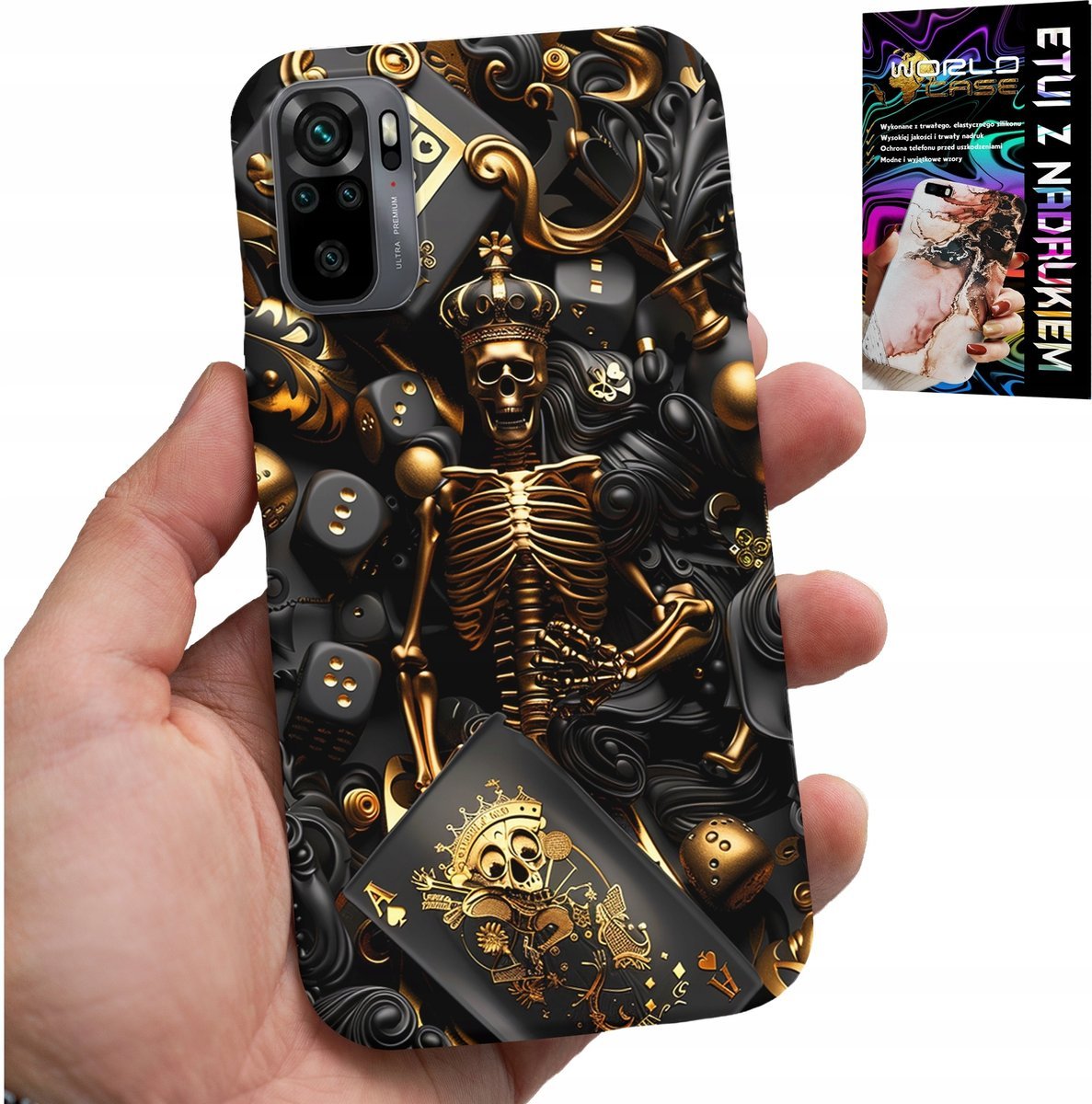 ETUI DO XIAOMI NOTE 10 / 10S - KRÓL POKER KOŚCI AS WZORY DLA MEN +SZKŁO