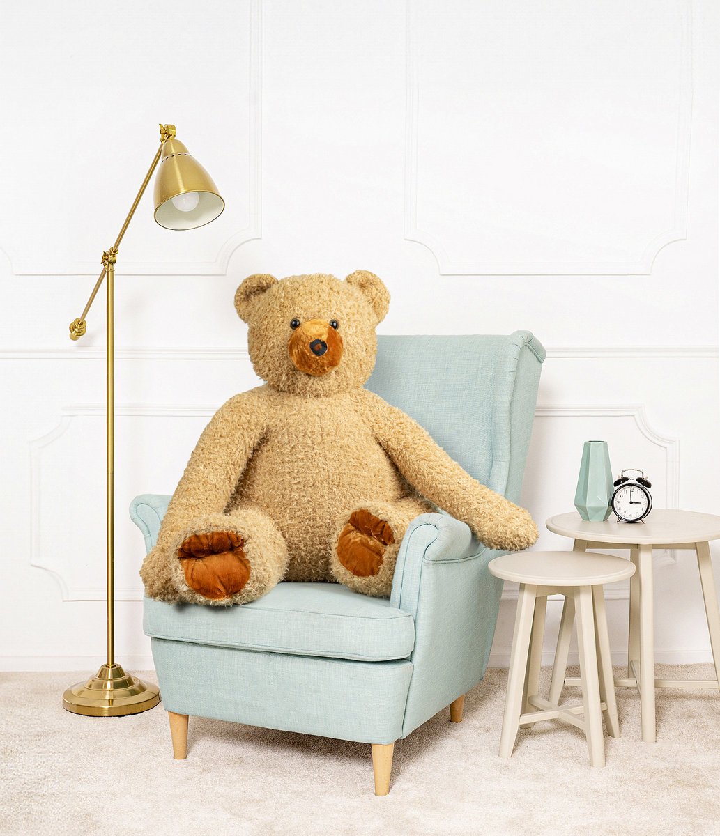 DUŻY WIELKI MIŚ PLUSZOWY LAZY PLUSZAK PRZYTULANKA 76CM BEŻOWY/BRĄZOWY