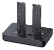 Obudowy i kieszenie na dyski twarde - Stacja dokująca Gembird Stacja dokująca do komputerów stacjonarnych z dwoma dyskami SSD USB typu C M.2 NVME i SATA czarny DD2-U3M2 - miniaturka - grafika 1