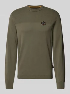 Sweter z dzianiny z wyhaftowanym logo model ‘DERRI’ - Swetry męskie - miniaturka - grafika 1