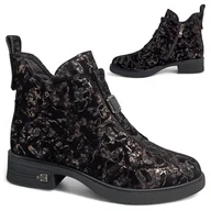 Botki damskie - Botki Damskie SKÓRZANE Eleganckie Wsuwane Trzewiki Jesienne Modne Barski 37 - miniaturka - grafika 1