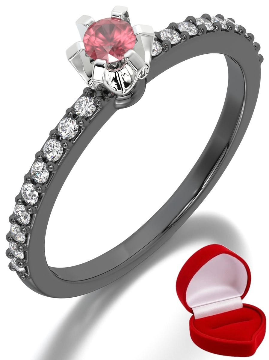 ZŁOTY PIERŚCIONEK ZARĘCZYNOWY 585 14k RUBIN 0,09 ct CZARNE ZŁOTO R17