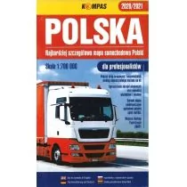 Kompas POLSKA 2020/2021 NAJBARDZIEJ SZCZEGÓŁOWA MAPA SAMOCHODOWA DLA PROFESJONALISTÓW 1:700 000 praca zbiorowa